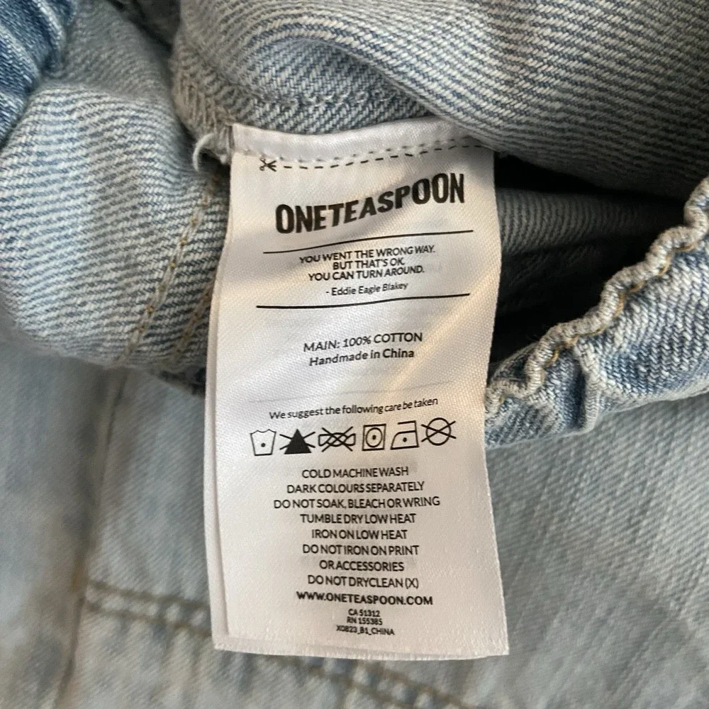 One Teaspoon Shabbies Drawstring Elastic Waist Distressed Jean Pants XSMALL XS - Picture 6 of 8